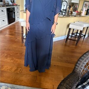 Elegant Navy Blue Layered Dress